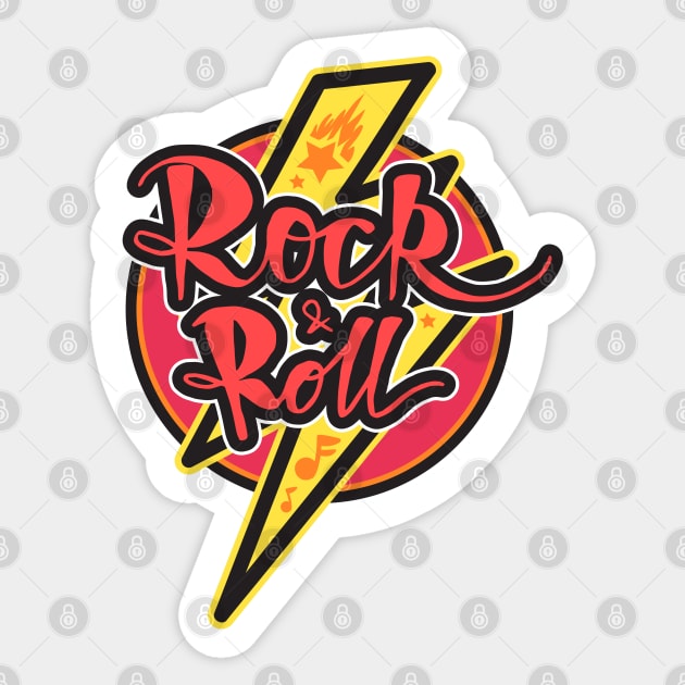 Rock n Roll Lightning Flash Sticker by Funky Aviation